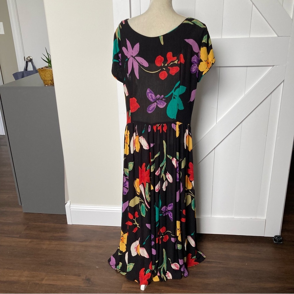 Vintage 90s Carole Little bright floral Artsy maxi dress size 16 - Picture 5 of 15